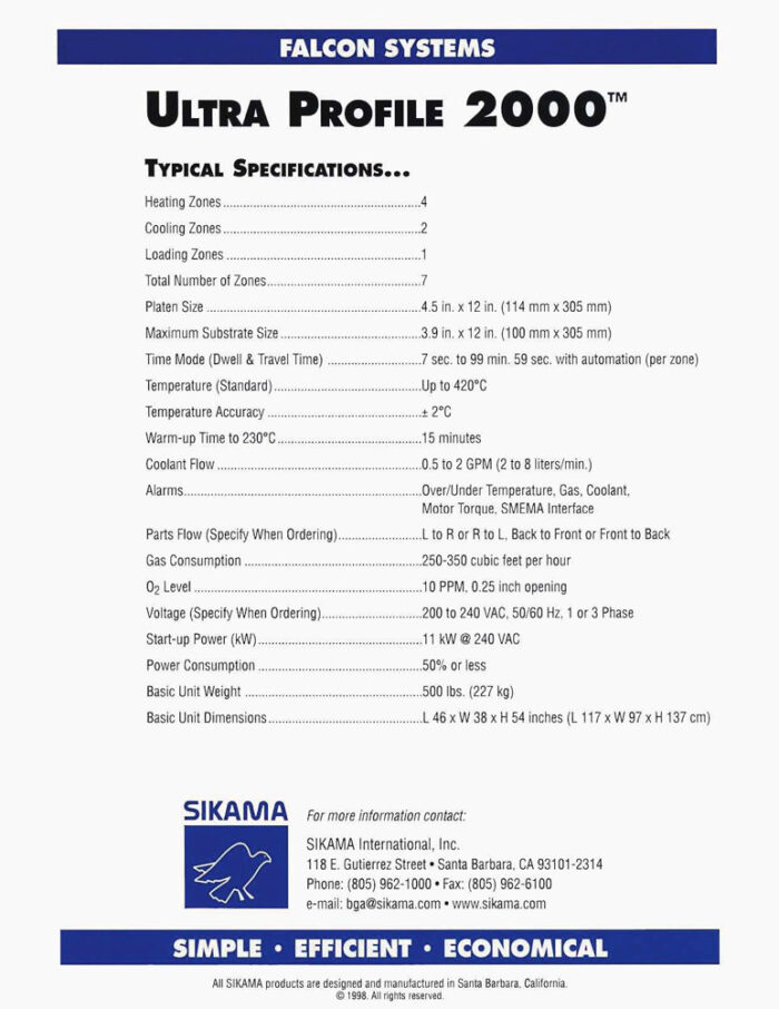 SIKAMA UP2000 SPECIFICATIONS